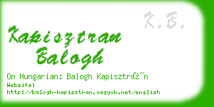 kapisztran balogh business card